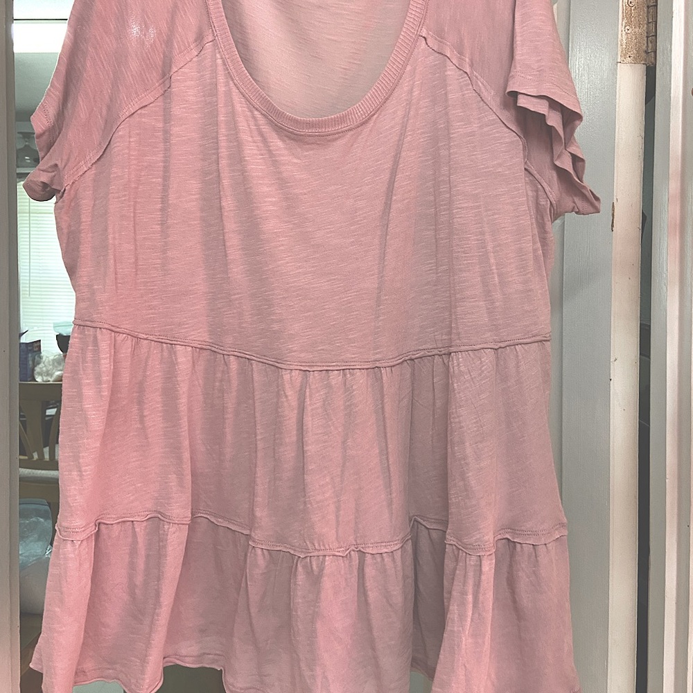 TORRID MAUVE PINK SHIRRED BABYDOLL TOP